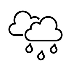 Vector black line icon for Cloud with rain