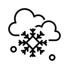 Vector black line icon for Cloud with snow
