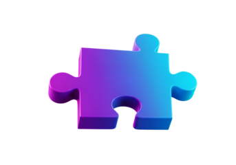 3D Rendered Gradient Puzzle Piece Isolated On A Black Background