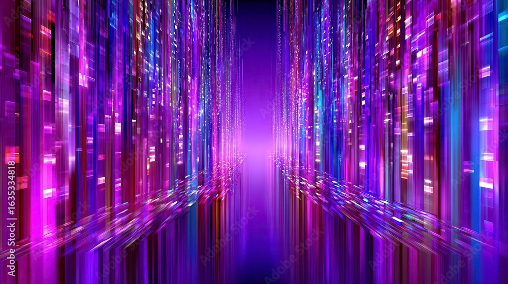 Sticker abstract purple data stream, digital network background