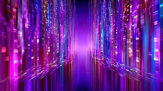 Abstract Purple Data Stream, Digital Network Background