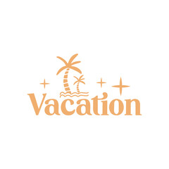 Vacation typography clip art design on plain white transparent isolated background for card, shirt, hoodie, sweatshirt, apparel, tag, mug, icon, poster or badge