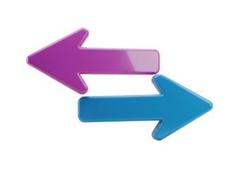 3D Rendered Illustration of Blue and Purple Arrows on Transparent Background