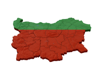 3D Rendered Illustration of Bulgaria Map in Green and Red Colors on Transparent Black Background