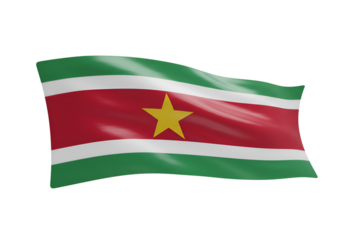 3D Rendered Illustration of the National Flag of Suriname Waving in the Wind