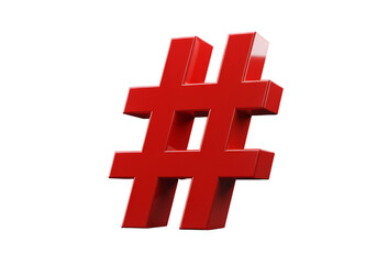 Obraz premium 3D Rendered Red Hashtag Symbol Isolated Against Black Background