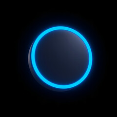 Obraz premium 3D Rendered Glowing Blue Neon Circle On Black Background Modern Futuristic