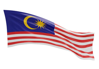3D Rendered Malaysian Flag Waving Against A Transparent Background