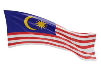 3D Rendered Malaysian Flag Waving Against A Transparent Background