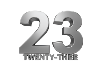 3D Rendered Metallic Silver Number Twenty-Three On Transparent Background