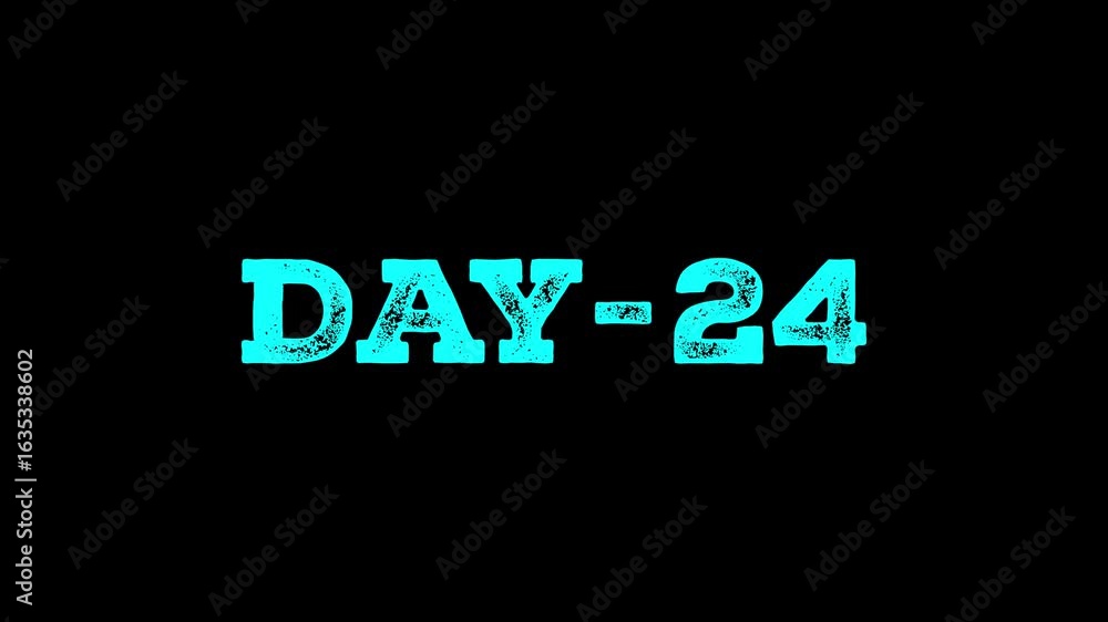 Poster month and week 24 day animation. 24 day text motion. display day text 4k video footage. number icon.