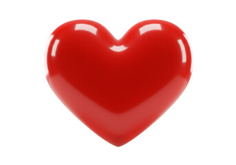 3D Rendered Red Glossy Heart Against a Transparent Background Illustration