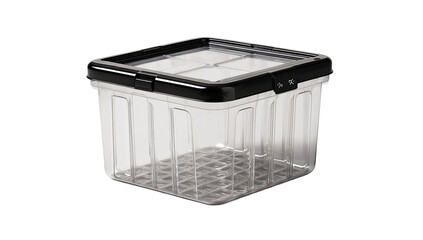Clear plastic storage box with black lid (1)