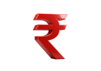3D Rendered Red Rupee Symbol Isolated on Transparent Background Illustration