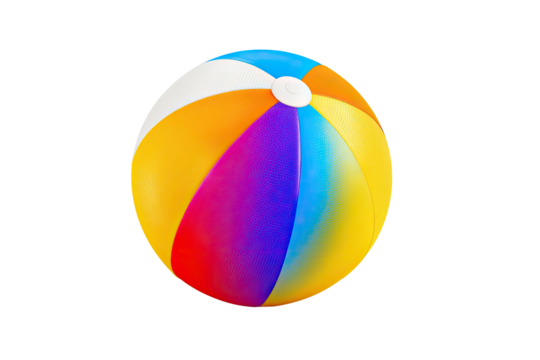 Vibrant, colorful beach ball against black background
