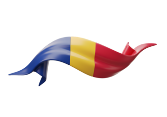 3D Rendered Waving Romanian Flag On Isolated Transparent Background