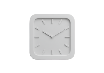 3D Rendered White Square Clock Illustration Isolated on Transparent Background