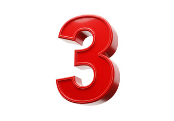 Naklejka premium 3D Rendered Red Number Three Isolated on Transparent Background