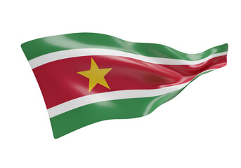 Obraz premium 3D Rendered Waving Suriname National Flag Isolated on Transparent Background
