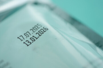 closeup of expire date on a food packet 