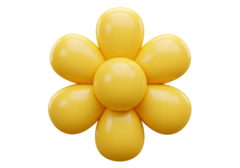 3D Rendered Yellow Flower on Isolated Transparent Background