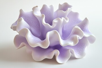 A ruffled, lavender-toned decorative art piece.