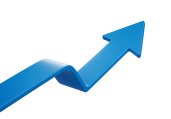 3D Rendering of a Blue Arrow Pointing Upward on Black Transparent Background