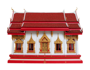 Discover stunning Thai temple architecture with intricate gold detailing and vibrant red roofs, perfect for cultural themes.