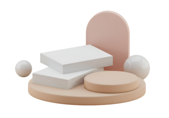 Abstract 3D Illustration of Minimal Podium with Geometric Shapes and Soft Colors