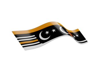 Abstract 3D Rendered Waving Flag with Crescent Stars on Black Background
