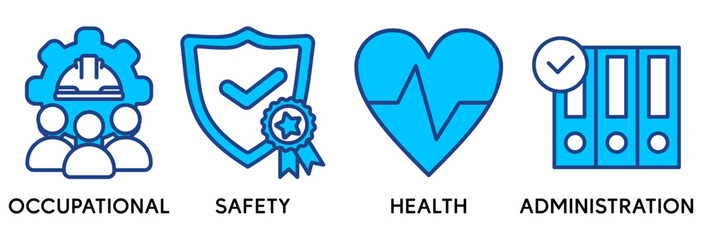 OSHA icon set vector illustration concept relate to occupational safety and health administration with an icon of worker, protection, healthcare, and procedure