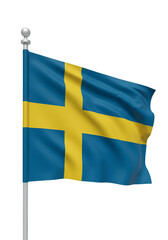 3D Rendered Swedish Flag Waving Against Transparent Background