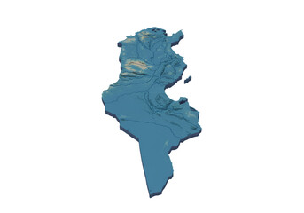 3D Rendered Tunisia Map Illustration Isolated on Transparent Background