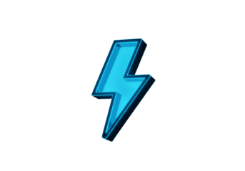 Abstract 3D Rendering Of A Blue Lightning Bolt Icon Isolated On Transparent Background