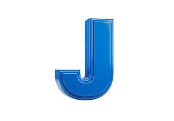 3D Rendering Of Blue Metallic Letter J Isolated On Transparent Background