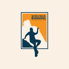 Fototapeta premium Ultra Trail running logo vector illustration on white background