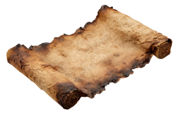 Aged parchment scroll, browned edges, text