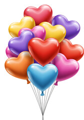 A Bunch Of Floating Colorful Heart-Shaped Balloons with Transparent Background
