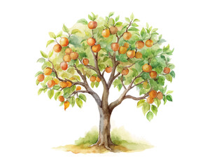 Obraz premium watercolor apricot tree vector illustration isolated on white background