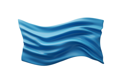 Abstract Blue Fabric Wave With Silk Texture On Transparent Isolated Background