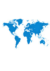 Obraz premium Abstract Digital Blue World Map Isolated on Black Background Illustration