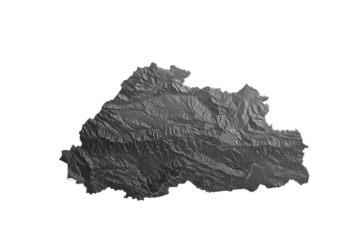 Abstract 3D Relief Map on Transparent Background in Grayscale Render - Powered by Adobe