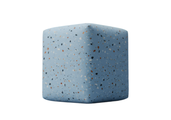 Abstract 3D Render Of A Blue Geometric Cube Isolated On Black Background