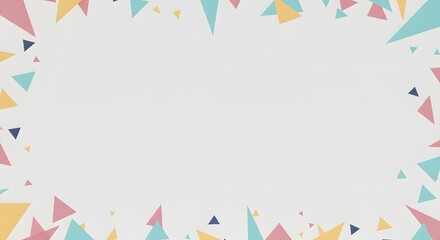 Obraz premium Abstract Geometric Frame with Pastel Triangles on White Background