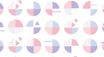 Abstract Geometric Pattern with Pastel Colors and Memphis Design Elements