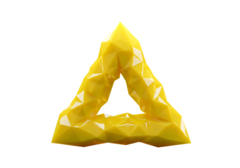 Abstract 3D Render of a Yellow Geometric Triangle Isolated on Black Background
