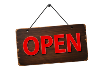 Wooden Style "Open" Sign with Chain