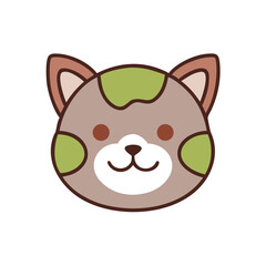 A kawaii style cute cat face vector icon in soft pastel colors, perfect for stickers, merchandise, and playful branding.