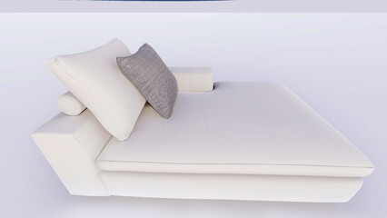 Detailed 3D Render of a Modern Minimalist Sofa with Pillows