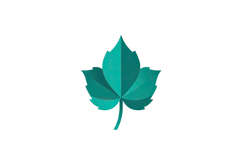 Teal stylized maple leaf graphic